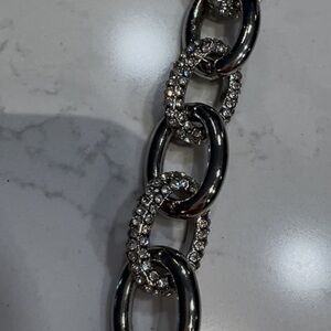Chico's Silver Crystal Chain-Link Bracelet